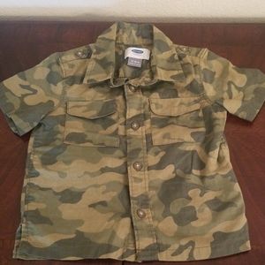 Toddler Camo green button up